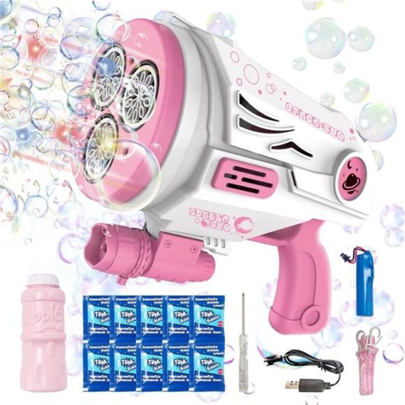 Bubble Gun Kids Toy, Automatic Bubble Maker with Colorful Light and 2 - Picture 1 of 6